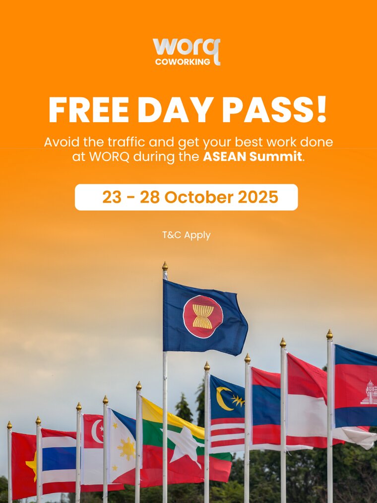 Free day passes (23–28 Oct 2025) at WORQ Klang Valley outlets to keep professionals productive during ASEAN Summit road closures.