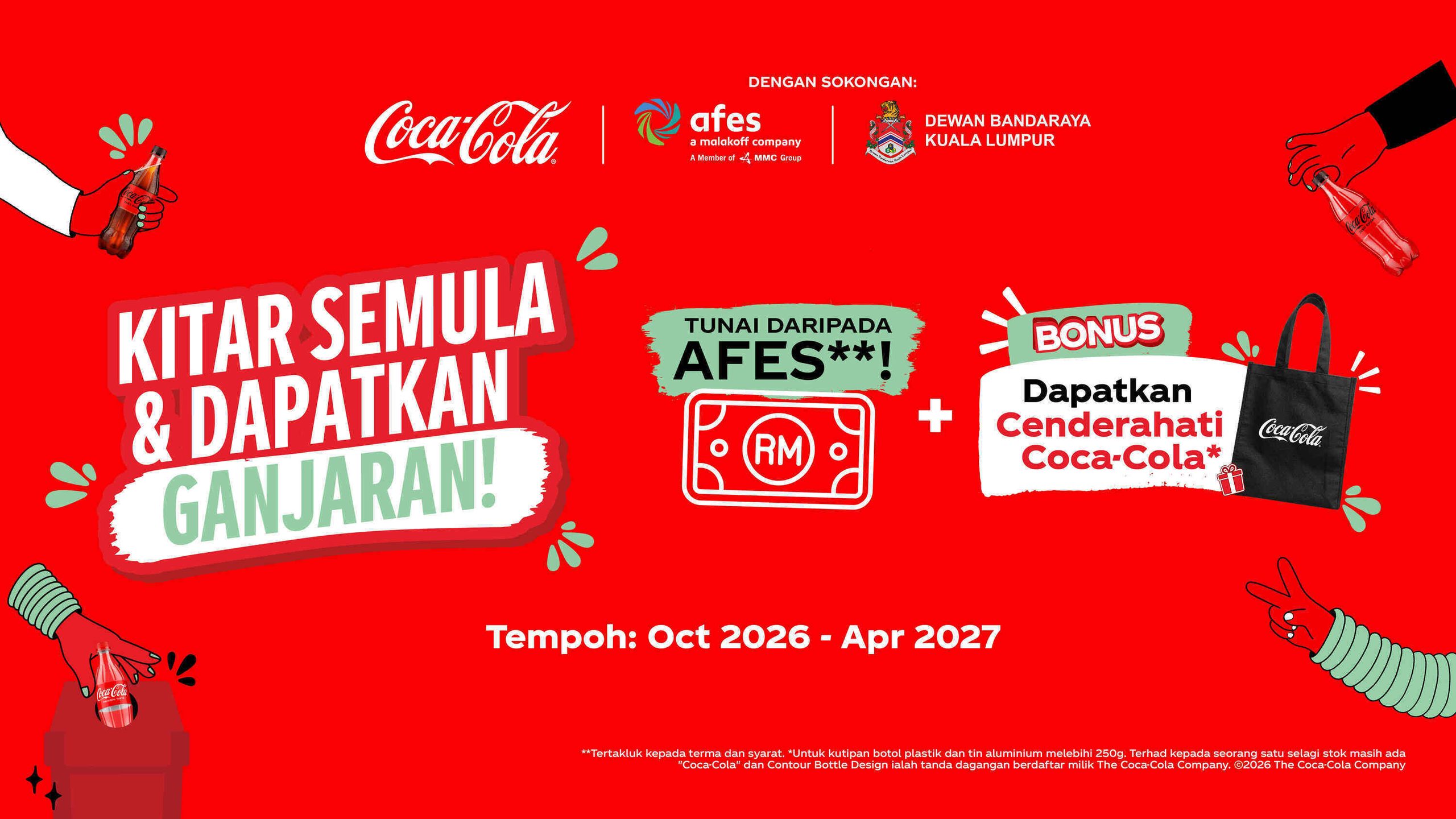 Poster promosi rasmi Kempen Recycle Me 2026 yang menawarkan ganjaran tunai dan cenderahati bagi aktiviti kitar semula